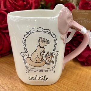 Rae Dunn Disney Duchess & Marie Aristocats Cat Life Pink Bow Coffee Mug NWT